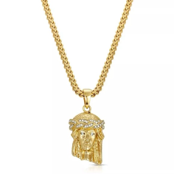 JESUS PIECE PENDANT 0.34 CT ROUND SIMULATED DIAMOND NECKLACE - Picture 1 of 7